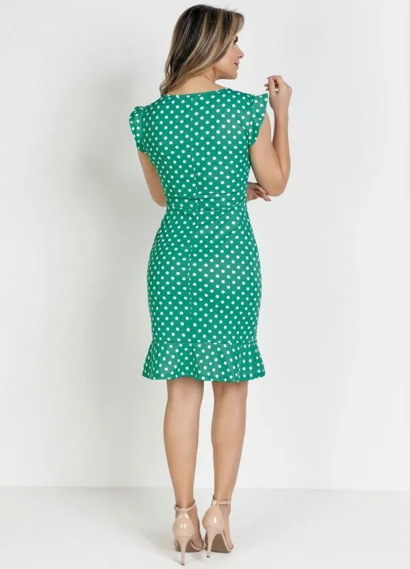 Rosalie - Vestido Poá Verde com Babado 5