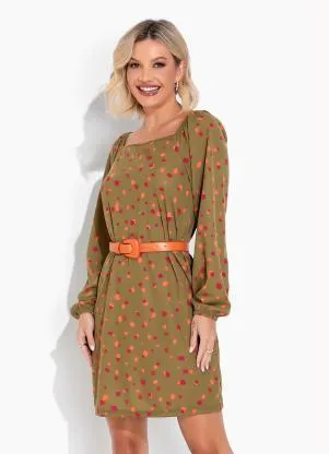 Moda Pop - Vestido Poá Verde com Decote Ciganinha - MODA POP