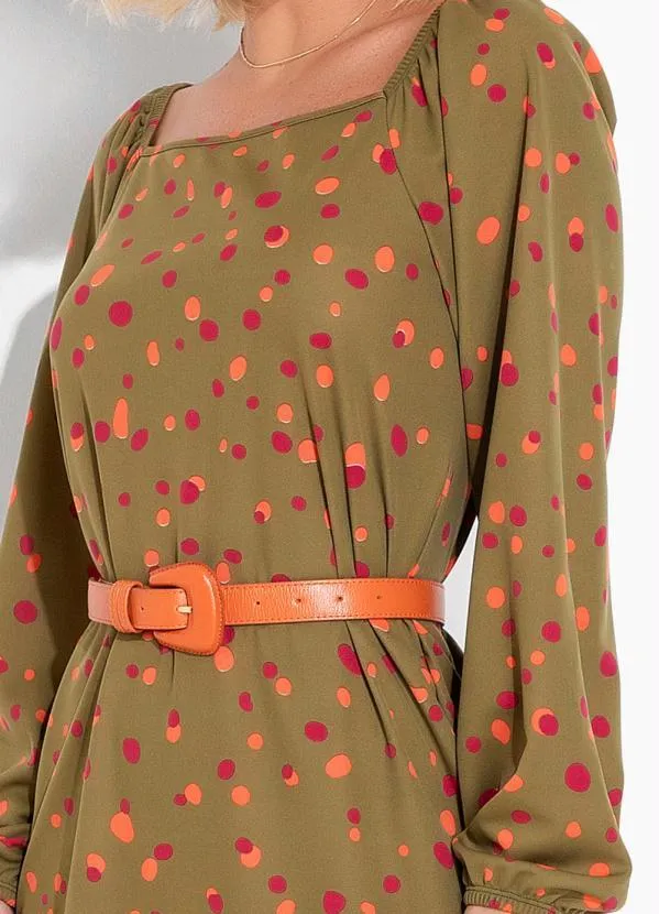 Moda Pop - Vestido Poá Verde com Decote Ciganinha 3