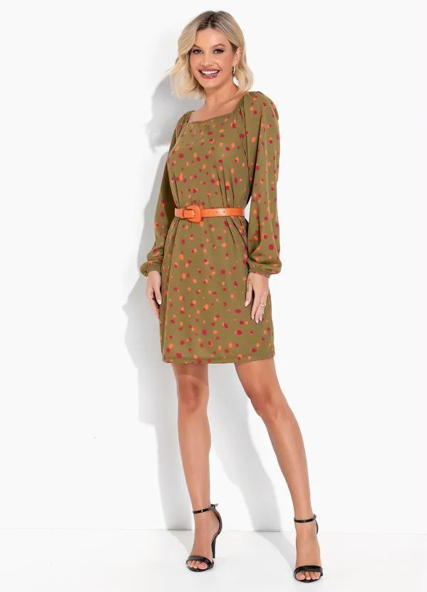 Moda Pop - Vestido Poá Verde com Decote Ciganinha 4