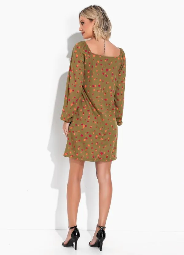 Moda Pop - Vestido Poá Verde com Decote Ciganinha 5