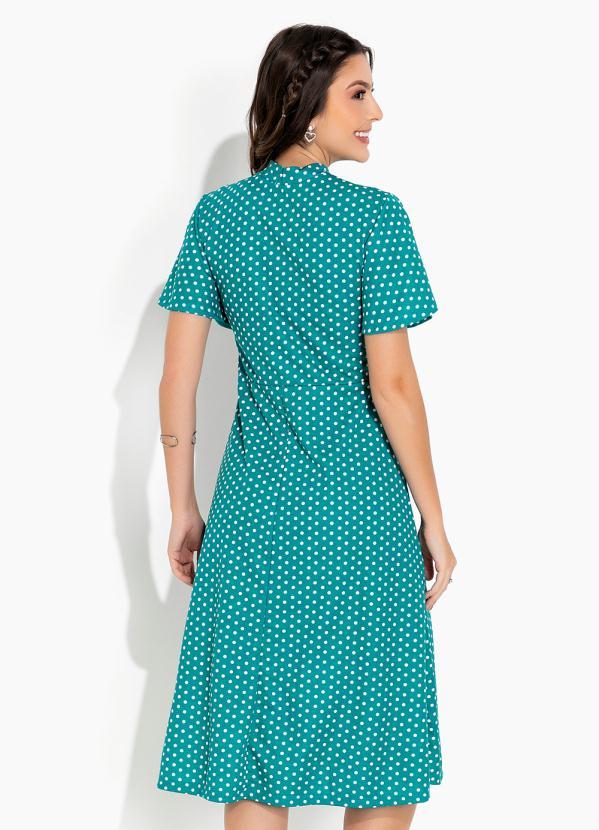 Rosalie - Vestido Poá Verde com Gola 2