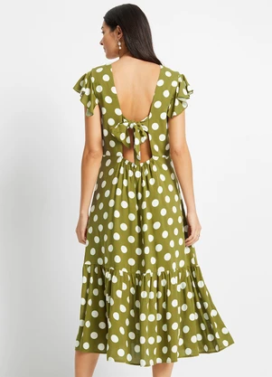 bonprix - Vestido Poá Verde em Malha de Viscose - BONPRIX