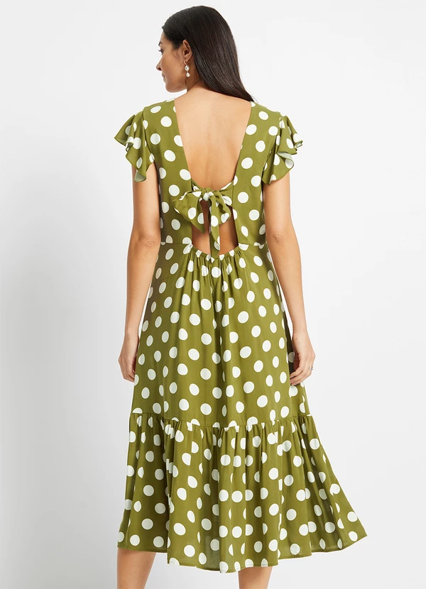 bonprix - Vestido Poá Verde em Malha de Viscose 2