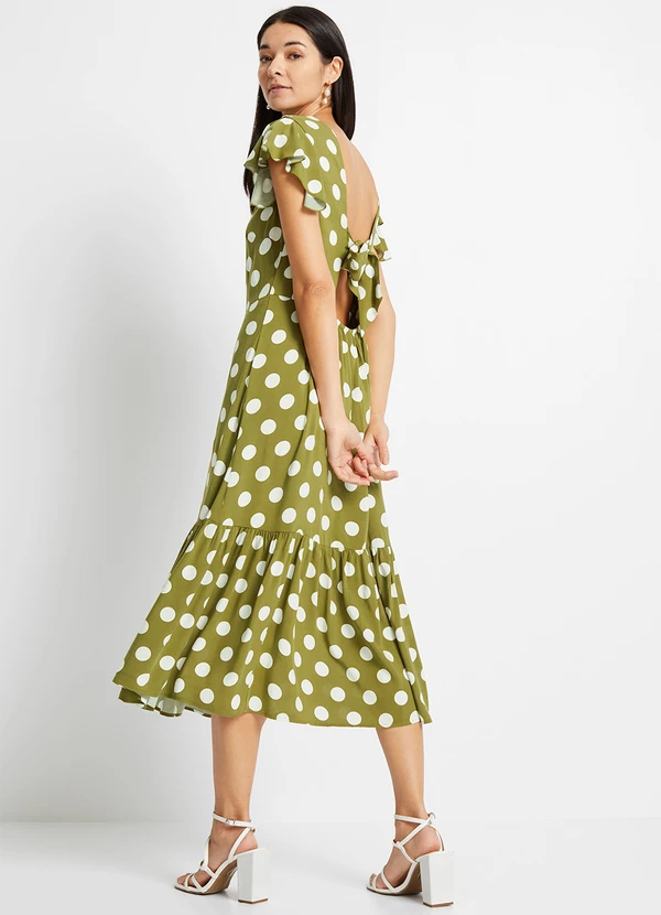 bonprix - Vestido Poá Verde em Malha de Viscose 5