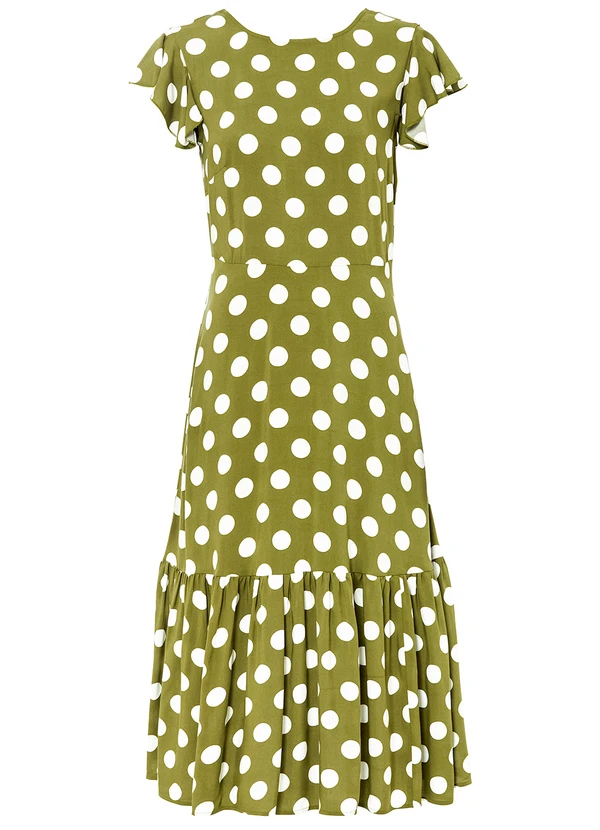 bonprix - Vestido Poá Verde em Malha de Viscose 6