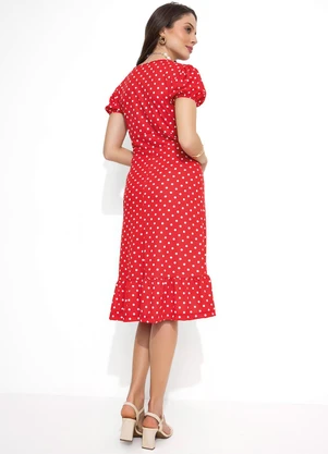 Rosalie - Vestido Poá Vermelha com Laço - ROSALIE