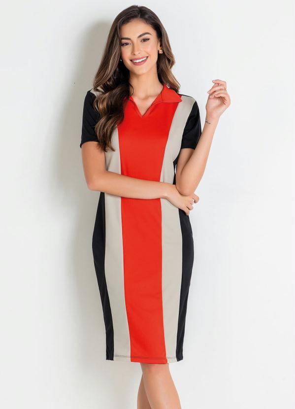 Rosalie Vestido Polo Tricolor Moda Evangélica