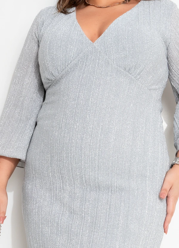 Quintess - Vestido Prata em Malha Plissada 11