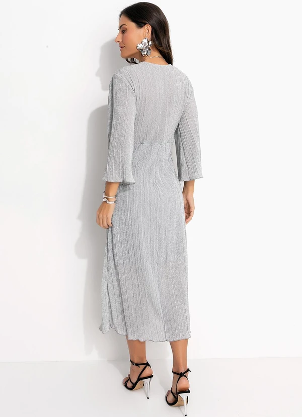 Quintess - Vestido Prata em Malha Plissada 2