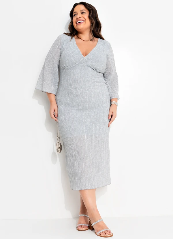 Quintess - Vestido Prata em Malha Plissada 7