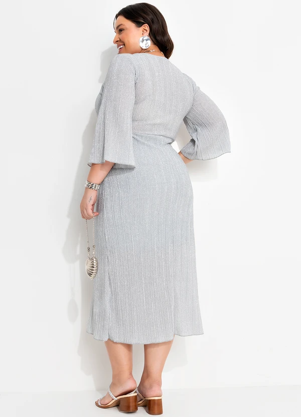 Quintess - Vestido Prata em Malha Plissada 8