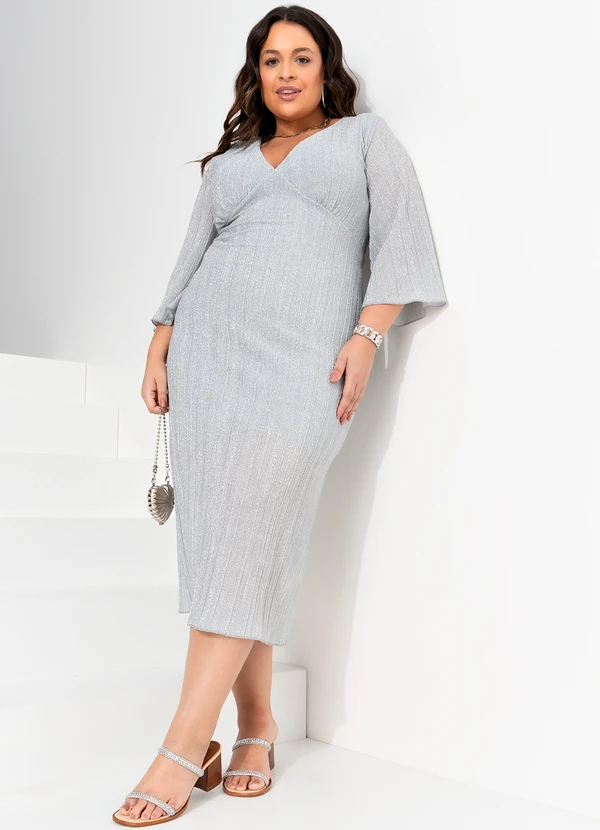 Quintess - Vestido Prata em Malha Plissada 10