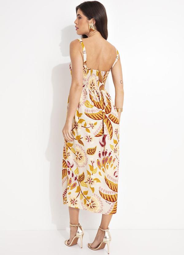 Farm - Vestido Pregas Brasil Artesanal Bege 2