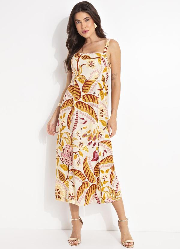 Farm - Vestido Pregas Brasil Artesanal Bege 4