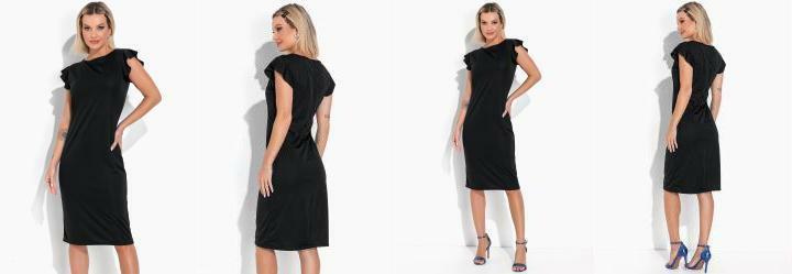 Vestido Preta com Babado na Cava