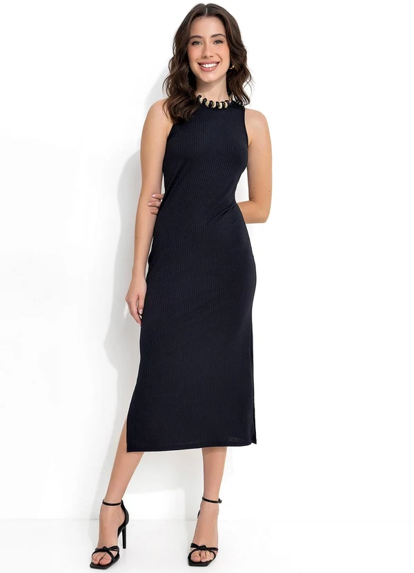 Moda Pop - Vestido Preta com Fendas nas Laterais da Barra 5