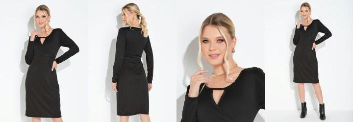 Vestido Preta Com Gota e Transpasse