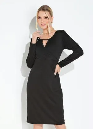 Moda Pop - Vestido PretaCom Gota e Transpasse - MODA POP