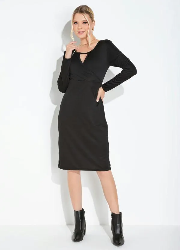 Moda Pop - Vestido PretaCom Gota e Transpasse 4