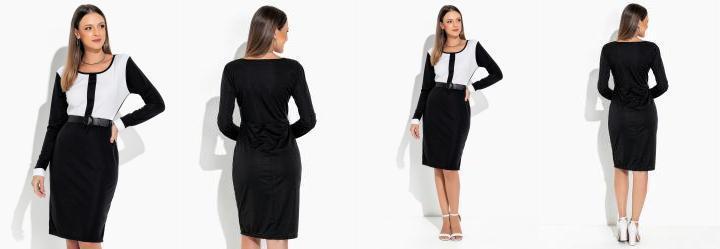 Vestido Preto/Branco com Recorte