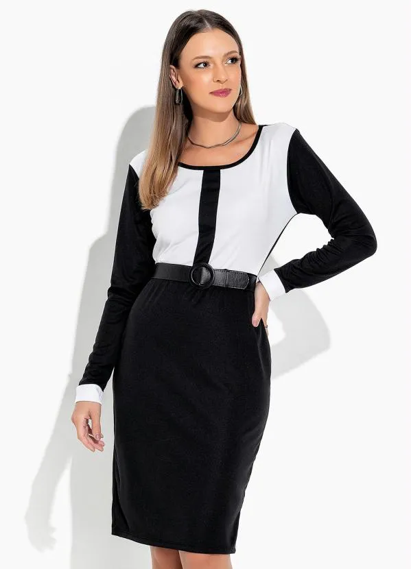 Rosalie - Vestido Preto/Branco com Recorte 1