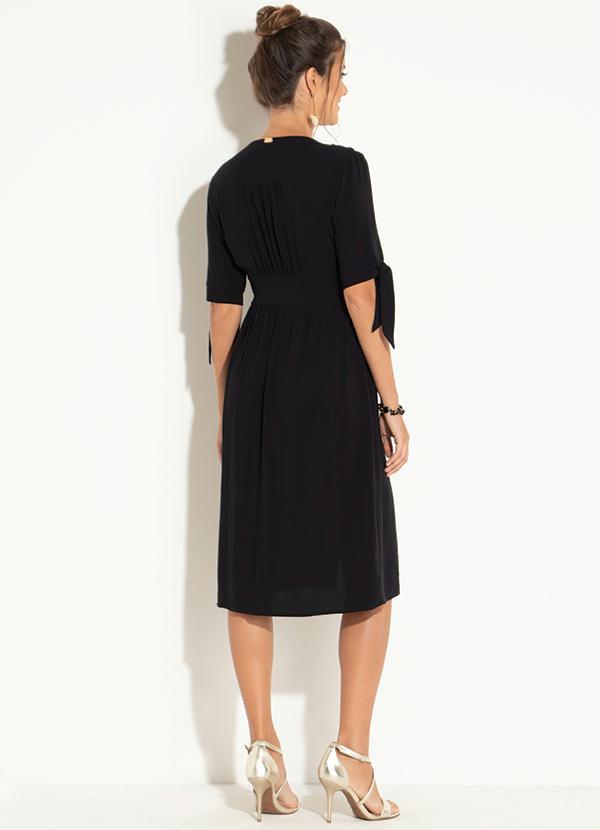 Quintess - Vestido Preto com Abertura em Botões 4