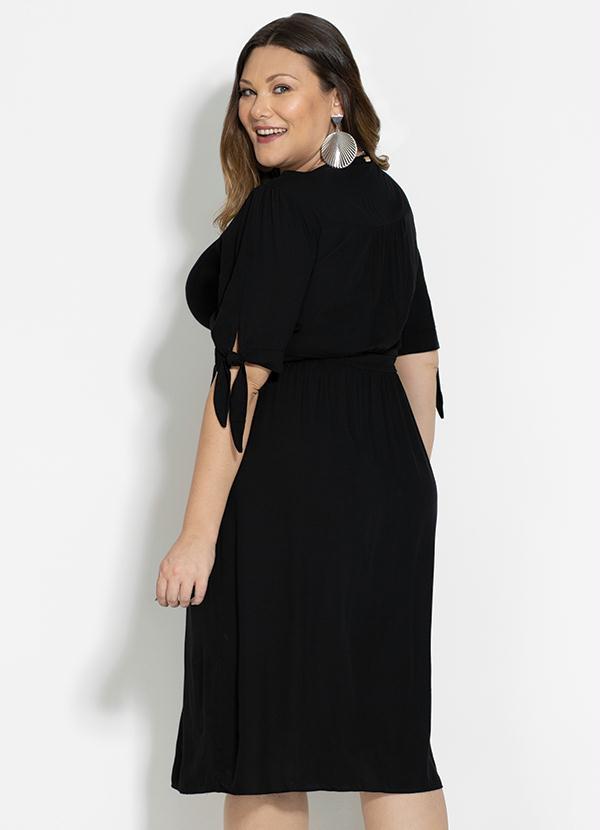 Quintess - Vestido Preto com Abertura em Botões 6