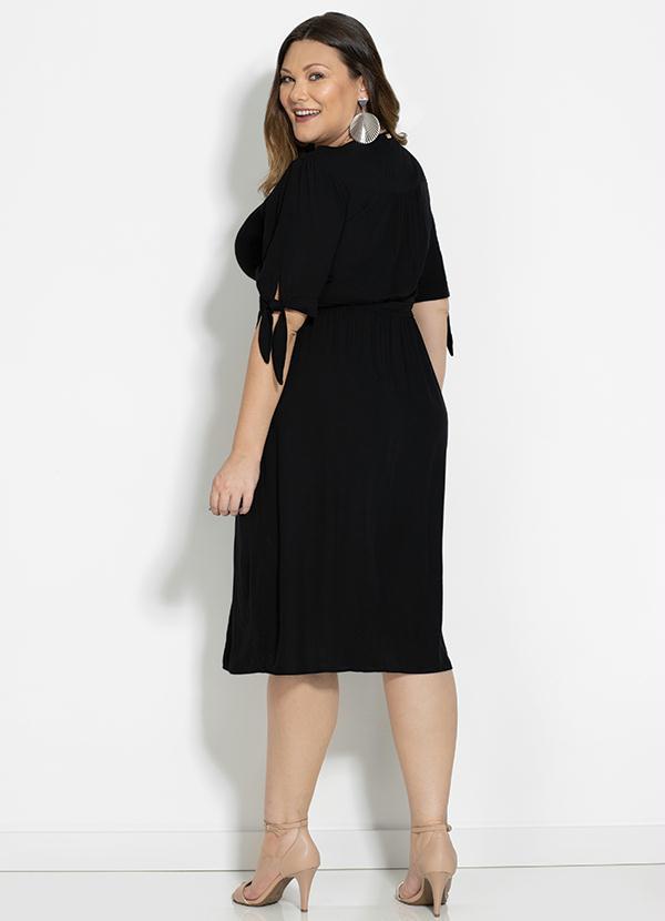 Quintess - Vestido Preto com Abertura em Botões 8