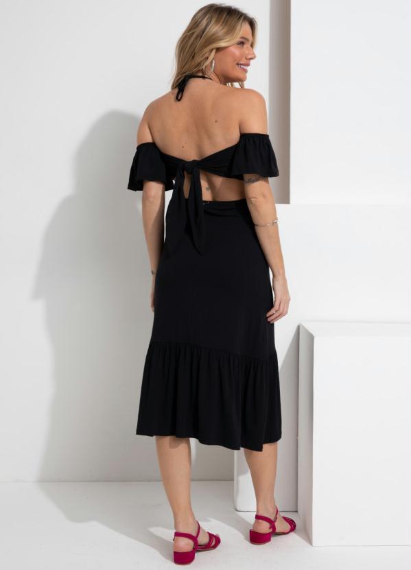 Outlet - Vestido Preto com Argola e Amarração 2