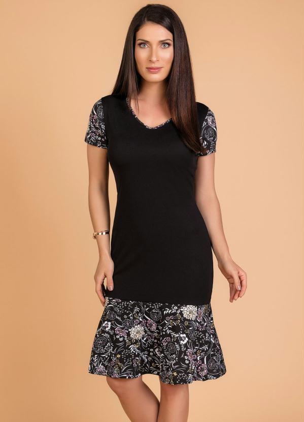 Rosalie - Vestido Preto com Babado Moda Evangélica