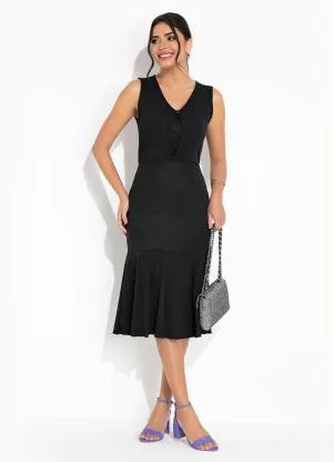 Rosalie - Vestido Preto com Babado - ROSALIE