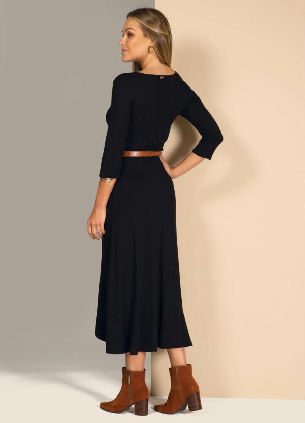 Quintess - Vestido Preto com Babado na Barra 2