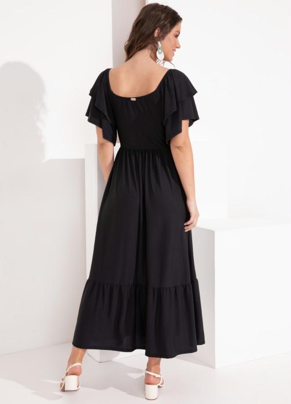 Quintess - Vestido Preto com Babados nas Mangas 2