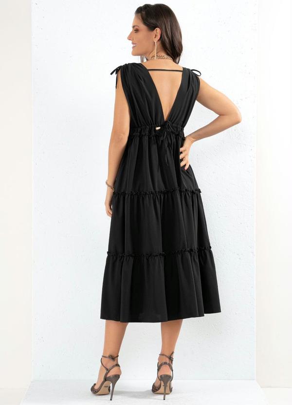 Outlet - Vestido Preto com Babados Sobrepostos 2