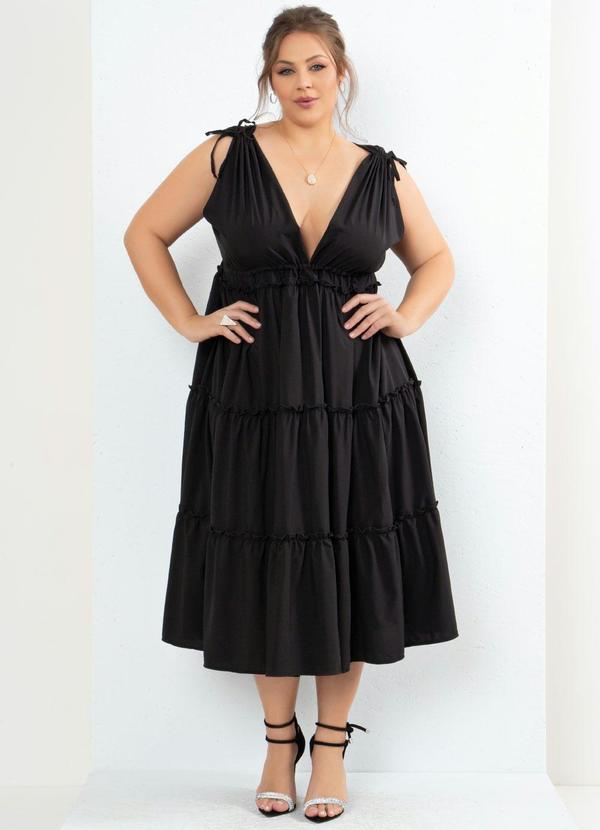 Outlet - Vestido Preto com Babados Sobrepostos 5