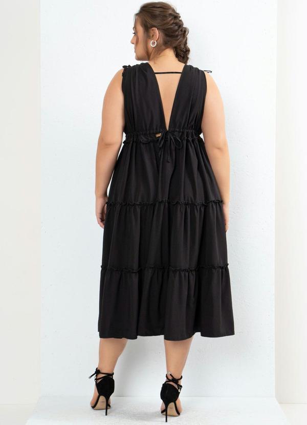 Outlet - Vestido Preto com Babados Sobrepostos 6