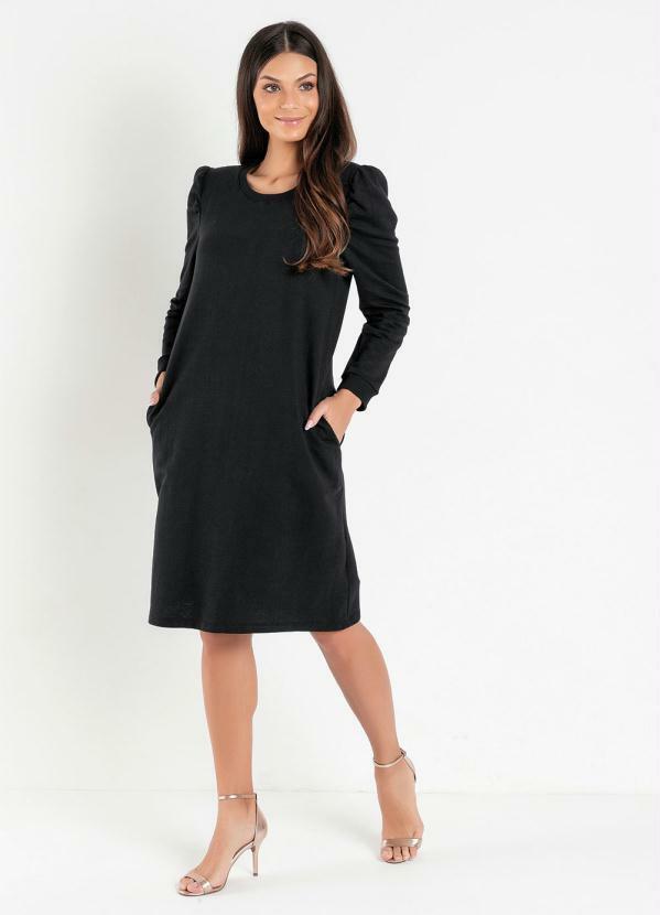 Queima Estoque - Vestido Preto com Bolsos Moda Evangélica 3