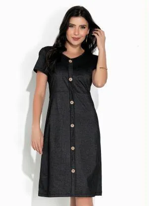 Rosalie - Vestido Preto com Botão - ROSALIE