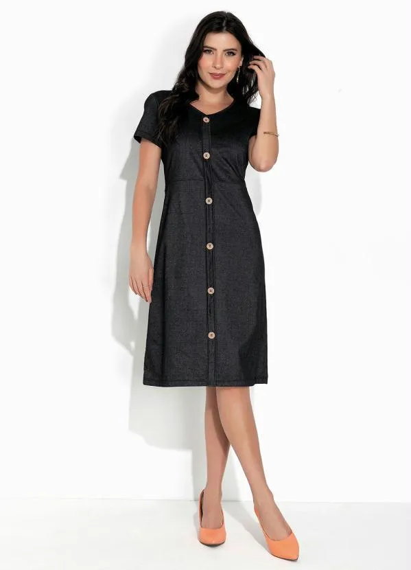 Rosalie - Vestido Preto com Botão 3