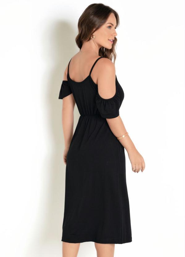 Everyrose - Vestido Preto com Botões Decorativos 2