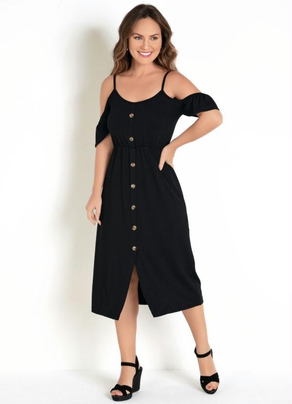 Everyrose - Vestido Preto com Botões Decorativos 3