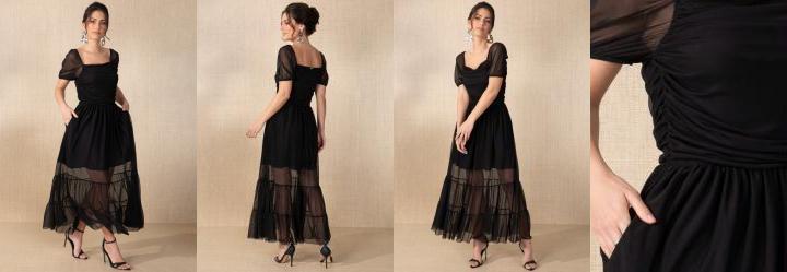 Vestido Preto com Camadas