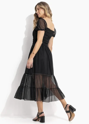 Quintess - Vestido Preto com Camadas - QUINTESS