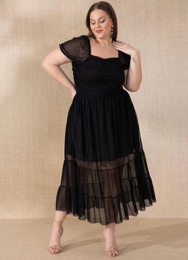 Quintess - Vestido Preto com Camadas 7