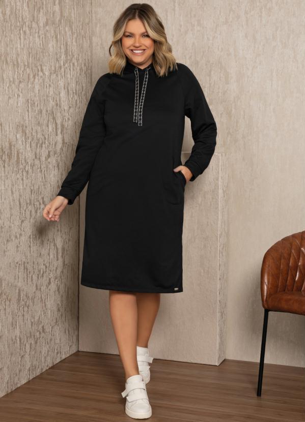 Quintess - Vestido Preto com Detalhe em Cordel de Brilho 6