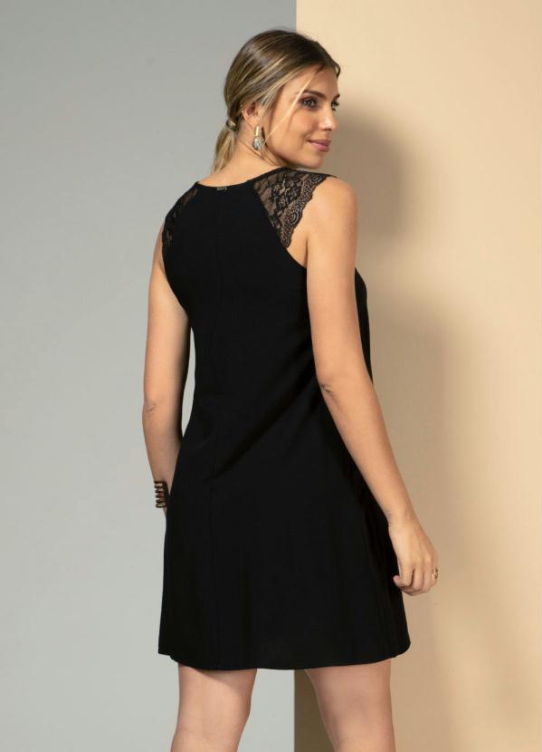 Quintess - Vestido Preto com Detalhe em Renda 2
