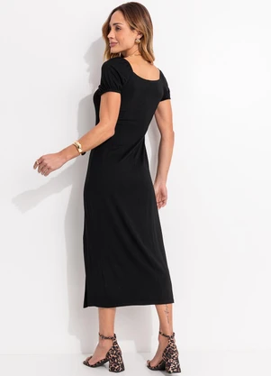 Quintess - Vestido Preto com Fenda na Barra - QUINTESS
