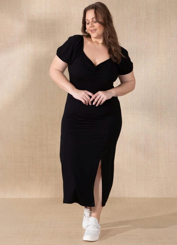 Quintess - Vestido Preto com Fenda na Barra 8