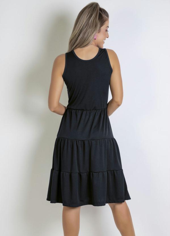 Moda Pop - Vestido Preto com Franzidos na Saia 2